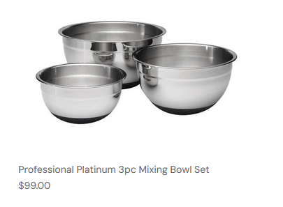  Professional Platinum 3pc Mixing Bowl Set